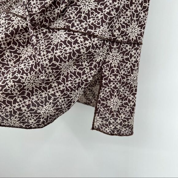 1990 wrap shirt peplum cotton print cap sleeve woman’s size large - Picture 4 of 11